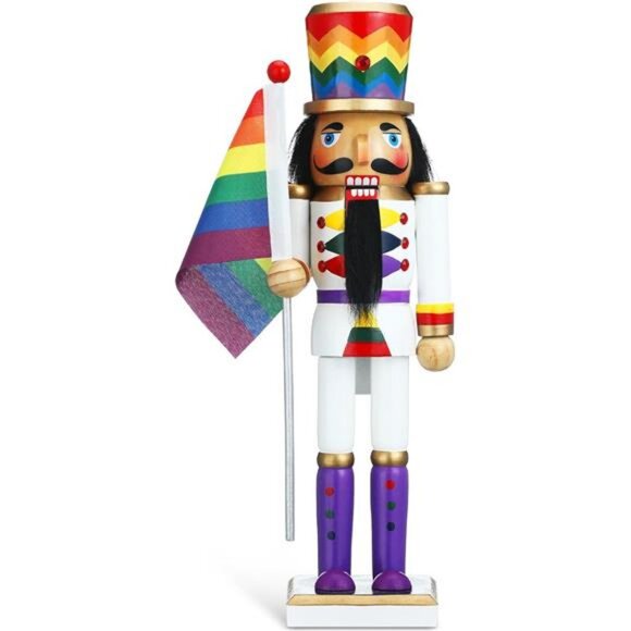 12 Inch Gay Pride Nutcrackers Figures Decor Wooden Christmas Nutcracker Ornament - Picture 7 of 7